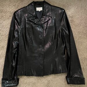 Cache black leather jacket size 4 snakeskin pattern